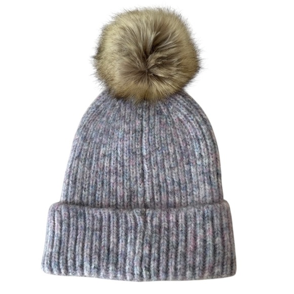 C. C Cozy Knit Pom Beanie Hat and Scarf Set - Multicolor Pinkish Purple Lavender